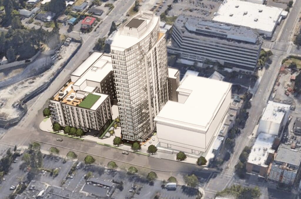 Broadstone Bellevue Gateway Building Birdseye view Rendering