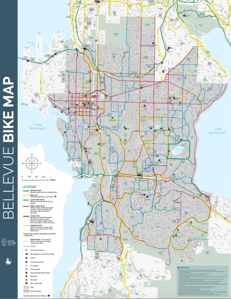 Bellevue Bike Map Updated for 2020