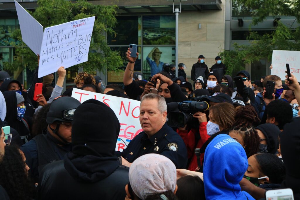 Bellevue Police Chief Steve Mylett on May 31, 2020 Protest in Downtown Bellevue