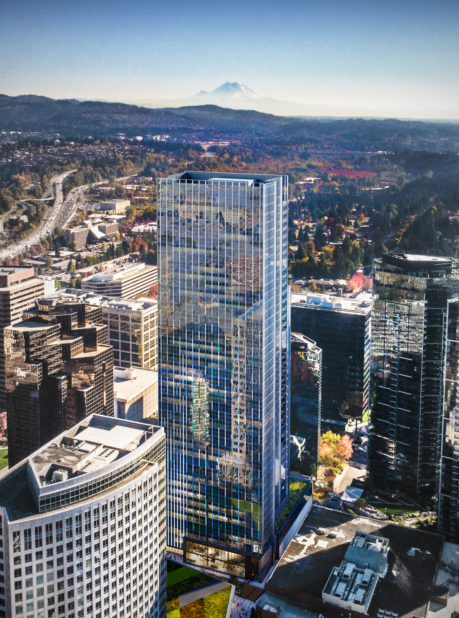 Office Tower occupied by Amazon in downtown Bellevue