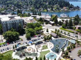 Bellevue Downtown Park Playground and Lake Washington