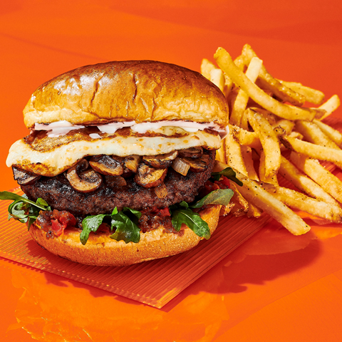 Mushroom Stout Burger from the new chef-crafted menu at Dave & Buster’s.