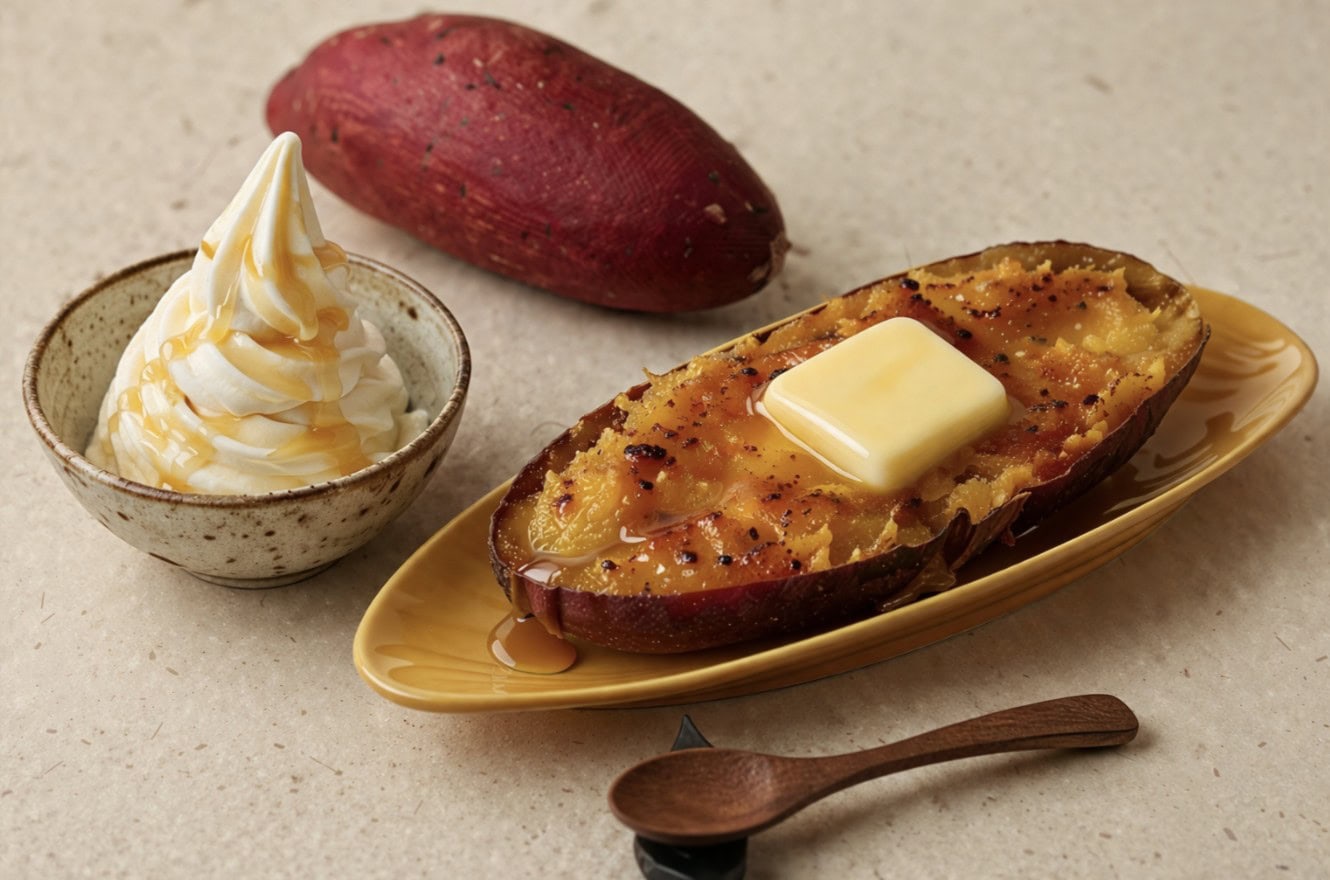 Baked Ibaraki Sweet Potato with Butter and Honey
