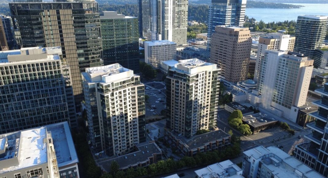 WaFd to Move Holding Company Headquarters to Bellevue Within 18 Months Aerial shot of Bellevue